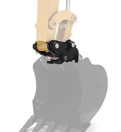 Caterpillar makes 20 models of couplers for excavators and mini excavators, including this Mechanical Dual Lock Coupler-5 ton. Photo: Caterpillar