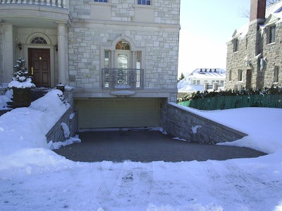 Designed for both commercial and residential settings, Emerson’s EasyHeat Sno Melter mats can be installed in concrete or (as seen here) under pavers to keep driveways, sidewalks and other areas clear of snow and ice. Photo: Emerson