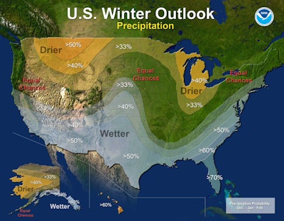 The National Oceanic and Atmospheric Administration (NOAA) predicts wetter-than-average conditions for central and southern California. Photo: NOAA