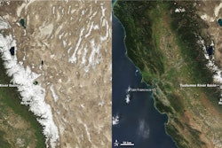 This comparison of the Sierra Nevada snowpack from March 27, 2010 (left) to March 29, 2015 (right) shows just how much the snowpack has diminished during the drought. Photo: earthobservatory.nasa.gov