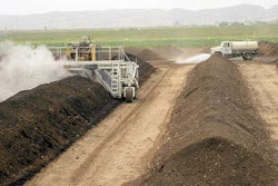 As part of the composting process, the materials are mixed by a windrow machine, as seen here. Photo: Alabama Environmental Council
