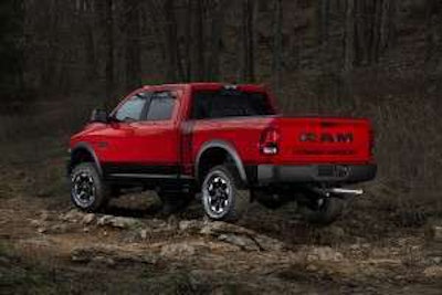 The truck rides on 17-inch wheels wrapped around 33-inch Goodyear Wrangler DuraTrac tires. (Click to enlarge.)