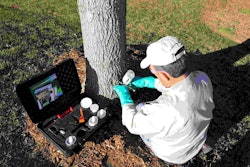 The company’s injection system helps ensure the insecticide will be distributed throughout the tree’s vascular system. Photo: ArborSystems