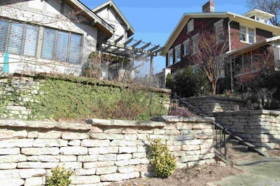 This job features retaining walls made of recycled concrete. Photo: Jill Odom