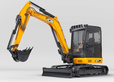 The 57C-1, a completely new machine, is one of three models that replace earlier compact excavators in the 13,000-22,000-pound class. Photo: JCB