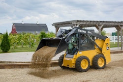 The radial lift 312GR is a 51-horsepower machine built with a key set of standard features for the entry-level customer. Photo: John Deere