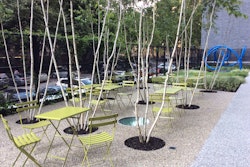Landscape designers created a courtyard area for residents of the urban apartment building. Photo: Blondie’s Treehouse Inc.