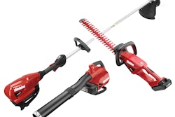 The cordless tools in the company’s new line include the T3000 string trimmer, the EB6000 handheld blower and the DH2000 hedge trimmer. Photo: Shindaiwa