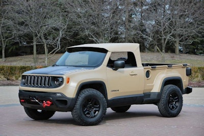The Comanche concept rides on 16-inch wheels and 32-inch BFGoodrich All Terrain T/A tires. Photo: Jeep