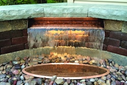 The company’s lighting accessories can be installed inside the splash ring to illuminate the falling water from below. Photo: Atlantic Water Gardens