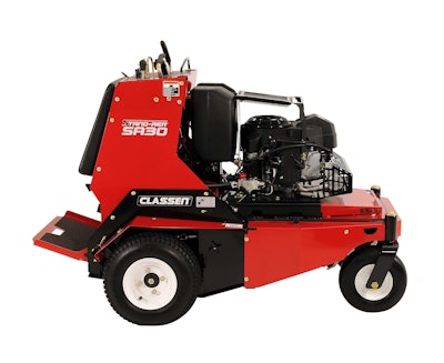 Classsen says the newPRO SA30 Stand-Aer features automatic chain tensioning, a core depth limiter and a dual arm system for added tine shaft strength. Photo: Classen
