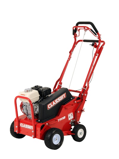 Classen says its new compact aerator, the TA18, is easy to maneuver and transport. Photo: Classen