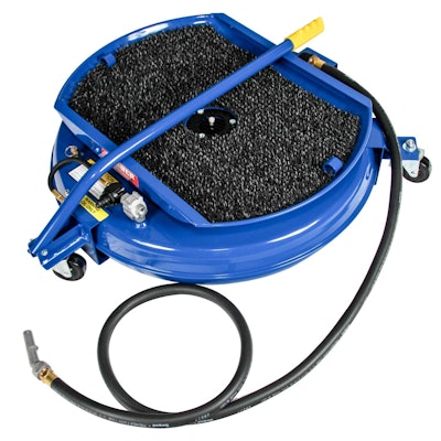 The model POP-16 Pressurized Waste Oil Caddy runs on shop air and can hold as much as 16 gallons. It can be stored vertically to maximize workspace. Photo: Donner Industrial Developments