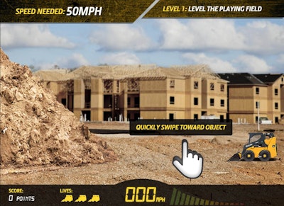 The gameplay is simply swiping the machine toward whatever is in the way. Photo: John Deere