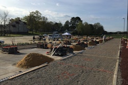 Volunteers help prepare for the hardscape installation event at the National Collegiate Landscape Competition last week at Mississippi State University. Photo: David Rountree