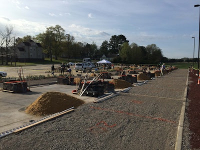 Volunteers help prepare for the hardscape installation event at the National Collegiate Landscape Competition last week at Mississippi State University. Photo: David Rountree