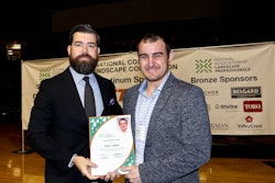 Rudy Larson accepted his award at the National Collegiate Landscape Competition, which was also his first time to visit the event. Photo: NALP