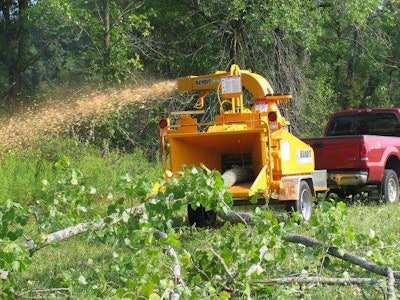 The shearing device is standard on new equipment and retrofits are available for the company’s earlier models. Photo: Bandit Industries