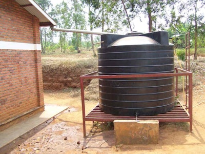 If a large enough rainwater harvesting tank is used, homeowner could significantly reduce the amount of potable water used for flushing the toilet. Photo: SuSanA Secretariat/Flickr