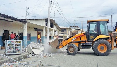 JCB has donated a 3CX backhoe loader worth $100,000 to assist rescue and clean-up efforts in Ecuador following last Saturday’s devastating earthquake. Photo: JCB