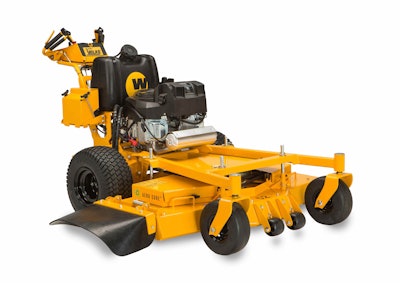A Velke sulky latch is provided, giving operators the choice of walking or standing on the machine when the sulky is attached. Photo: Wright Manufacturing