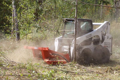 Distributor Skid Steer Solutions says the Typhoon will fit most compact equipment but encourages customers to check with them about its compatibility with their particular skid-steer models. Photo: Eterra Attachments