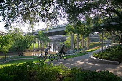 The planting strategy in SWA’s Buffalo Park design reduced mowed turf by half. Photo: SWA