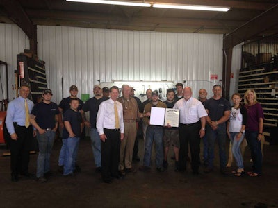 Graham Spray Equipment managers and employees were on hand for the recent presentation of the certificate from the Georgia Secretary of State.