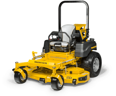 Hustler Turf Equipment chose the Vanguard V-twin Big Block engine for its Super Z HyperDrive (seen here) and Super 104 commercial mowers. Photo: Hustler Turf Equipment