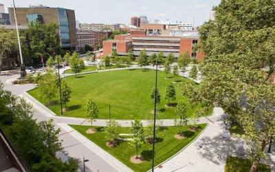 Shoemaker Green on the University of Pennsylvania campus is an example of sustainable landscape design, having won SITES certification from the U.S. Green Building Council. Photo: Barrett Doherty