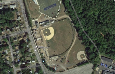 The city spent millions to restore the Major League-sized baseball field to its former glory, only to have its grass killed. Photo: Google Maps