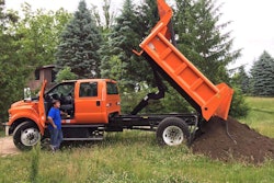 Delivering the dirt and backing the truck down a tight driveway – while simultaneously trying to avoid trees and a barn – was hardly a challenge. Photo: Ford