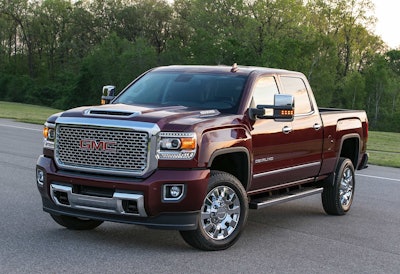 Here’s a look at the GMC Sierra Denali HD, which also features a functional hood scoop. Photo: GMC