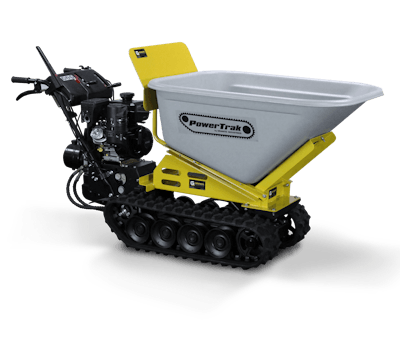 The Granite PowerTrak 1100 gas-powered wheelbarrow has a 10-cubic-foot hopper and will haul up to 1,100 pounds. Photo: Granite Industries