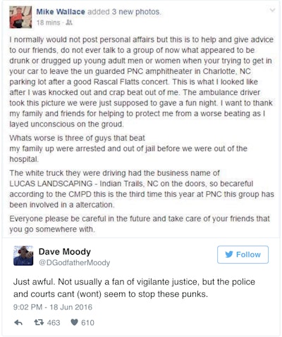 Mike Wallace’s Facebook post about the attack. Click to enlarge.