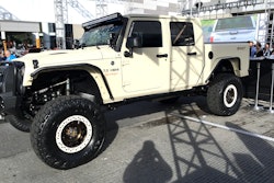 This is NOT one of the spy photos in question (see link below), but the prototype seen in Road & Track’s published images does have quite a bit in common with this custom Bandit Wrangler pickup we saw at SEMA 2015. Photo: Hard Working Trucks