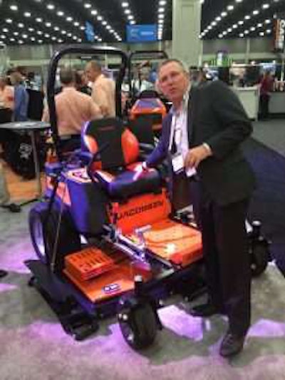 Jacobsen President David Withers talks with reporters at last year’s GIE+EXPO. Photo: David Rountree