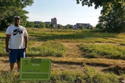 Heavyweight Dave, owner of Heavyweight Cuts Barbershop, is one of the participants in The Buzz and attended the ‘mow and show’ event on Monday. Photo: Detroit Future City