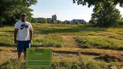Heavyweight Dave, owner of Heavyweight Cuts Barbershop, is one of the participants in The Buzz and attended the ‘mow and show’ event on Monday. Photo: Detroit Future City