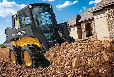 Powered by a Yanmar Tier 4 Final engine, the mid-frame Deere [318E or 320E] has cooled exhaust gas recirculation and an exhaust filter consisting of a diesel oxidation catalyst (DOC) and diesel particulate filter (DPF).