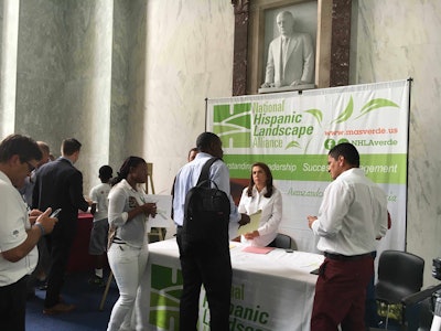 The National Hispanic Landscape Alliance hosted a booth at the Landscape Learning Lab in D.C. to educate visitors on the value of turf grass and the H-2B program. They will be offering seminars during GIE+EXPO. Photo: Jill Odom