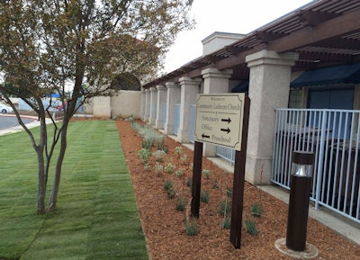 Numerous trees and shrubs at the church and school were replaced with drought-tolerant native plants. Photo: Rain Bird