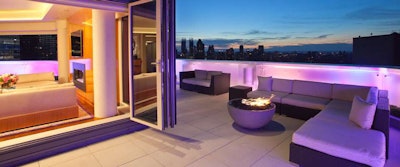 Particularly on the rooftops and terraces of New York’s upscale residential buildings, lighting can be used to create effects clients can enjoy both indoors and out. Photo: Blondie’s Treehouse