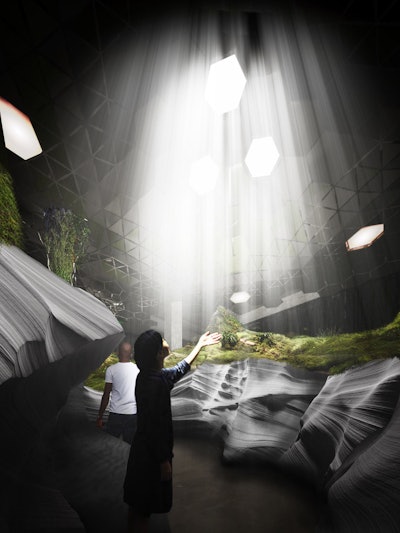 The Lowline will use a system to transmit sunlight onto a reflective surface on the distributor dish underground, transmitting that sunlight into the space. Photo: The Lowline