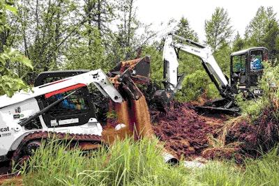 Contest winner Glenn Stevens, noting that the land has been in his family since the 1960s, said he and his wife, Judy, were ‘so thankful and amazed’ by the extent of the work that was done. Photo: Bobcat
