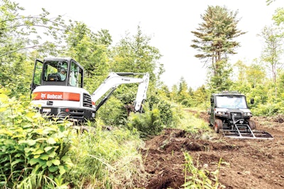 More than 1.5 miles of access trails were created as part of the project, as was a 43,000-square-foot pond. Photo: Bobcat