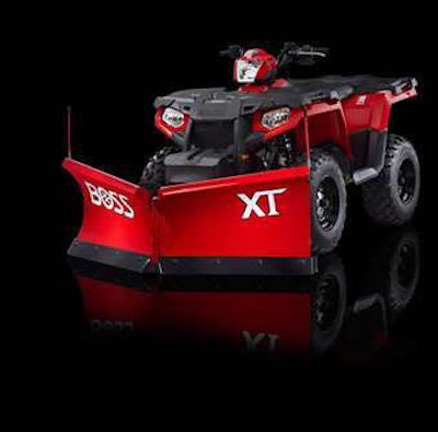 The Boss plow features a 30-degree lift height for superior snow-stacking. Photo: Boss Snowplow