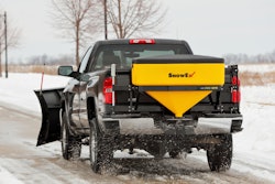 The spreader’s redesigned electrical system gives users more flexibility in mounting the control in the cab. Photo: SnowEx