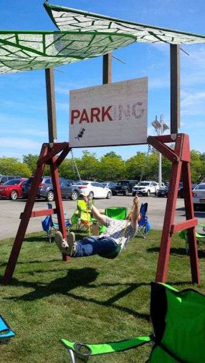 People were able to unwind for a few minutes at last year’s PARK(ing) spot. Photo: Joy Kuebler Landscape Architect