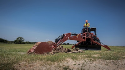 The RT105 ride-on trencher has a turbocharged, Tier 4 Final Deutz diesel engine with 107 horsepower. Photo: Ditch Witch